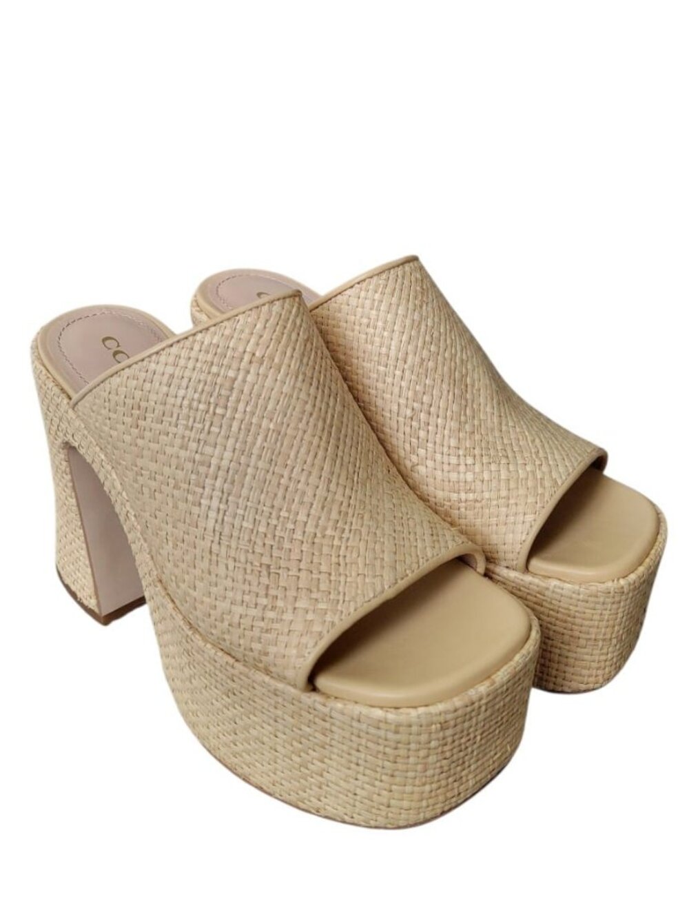 Coach Bobi Straw Platform Sandal Natural, Size 7 B